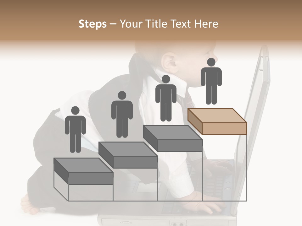 Adorable 10 Month Old Baby Boy In Suit, Barefoot, With Laptop Computer. Making Cute Grumpy Face At Computer Screen. Shot In Studio Over White. PowerPoint Template