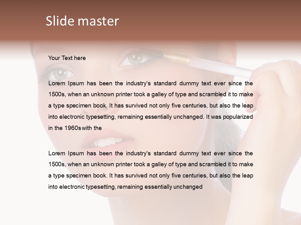 Pretty Woman Applying Make Up. Visit My Portfolio, Please. Welcome!!! PowerPoint Template