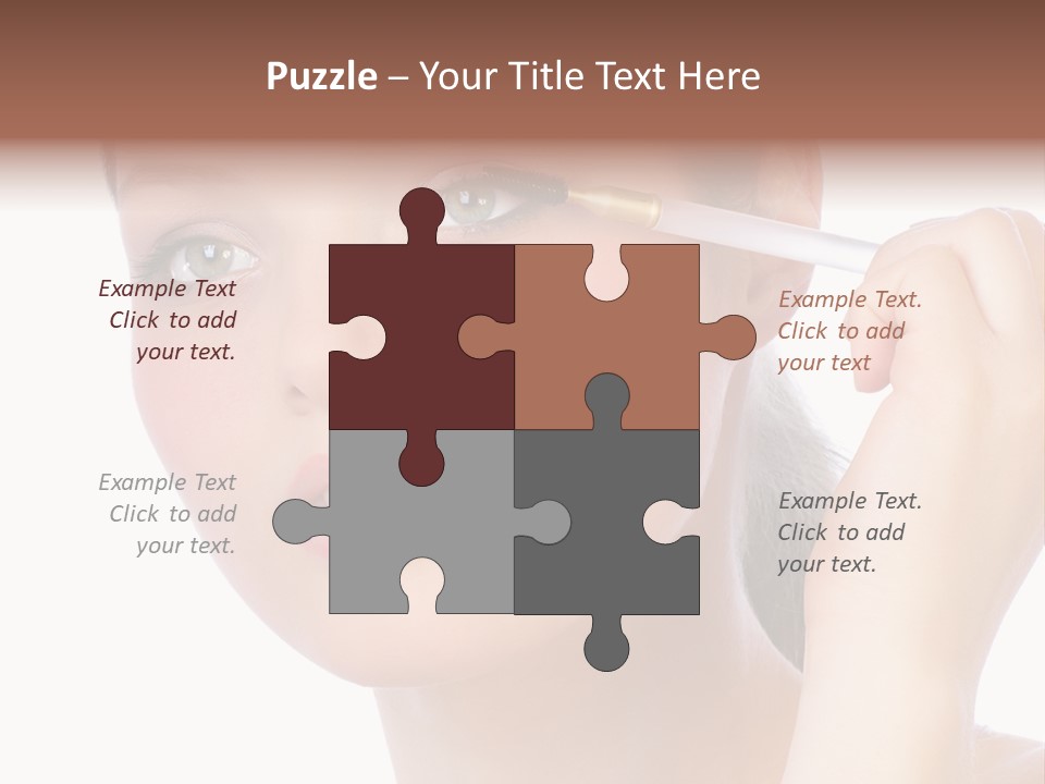 Pretty Woman Applying Make Up. Visit My Portfolio, Please. Welcome!!! PowerPoint Template