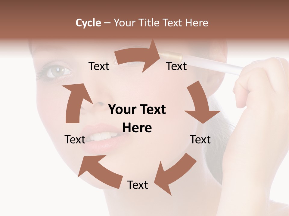 Pretty Woman Applying Make Up. Visit My Portfolio, Please. Welcome!!! PowerPoint Template