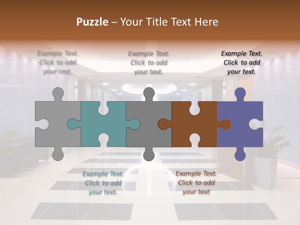 Hallway With A View To A Board Room PowerPoint Template