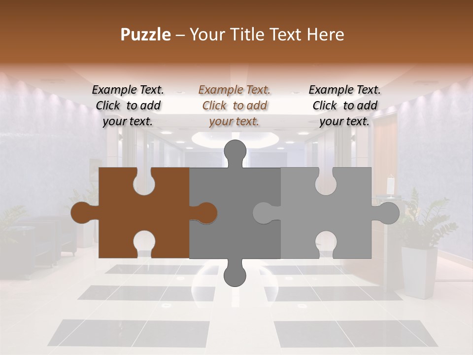 Hallway With A View To A Board Room PowerPoint Template