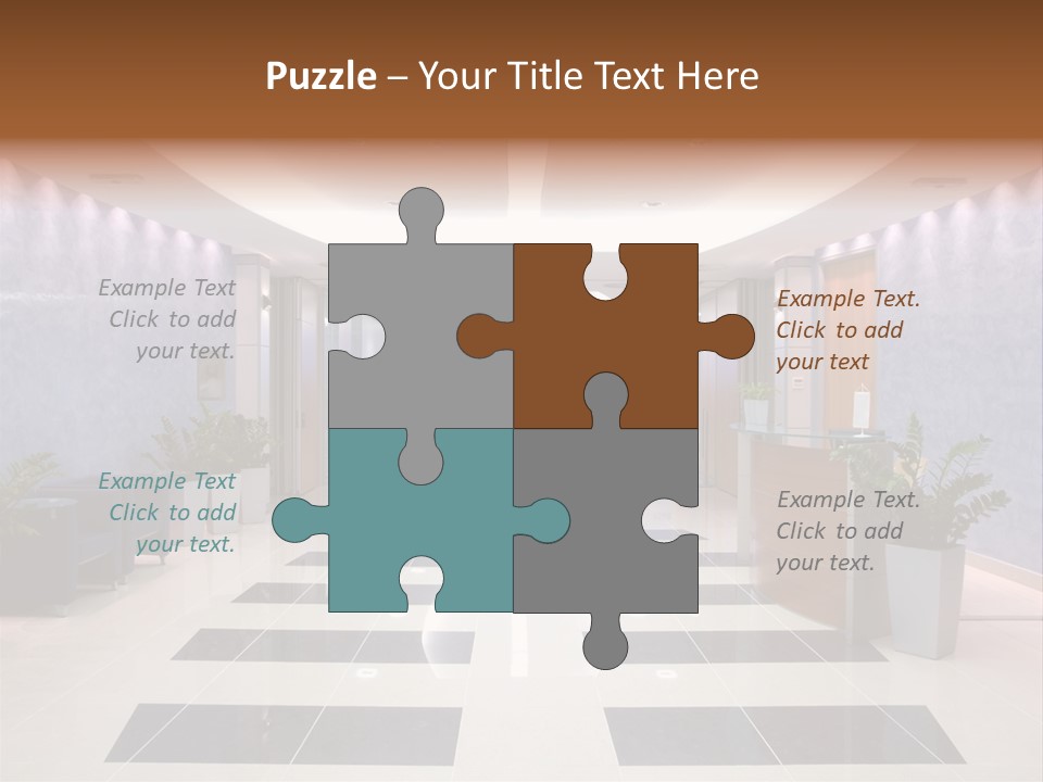 Hallway With A View To A Board Room PowerPoint Template