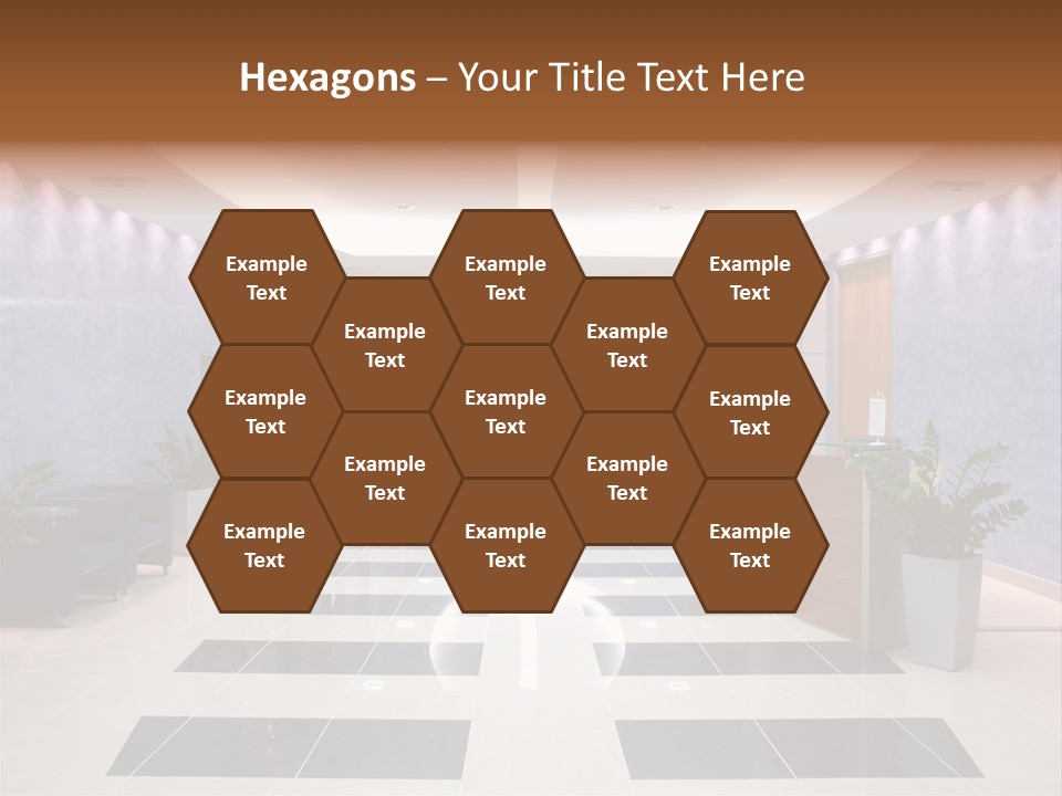 Hallway With A View To A Board Room PowerPoint Template