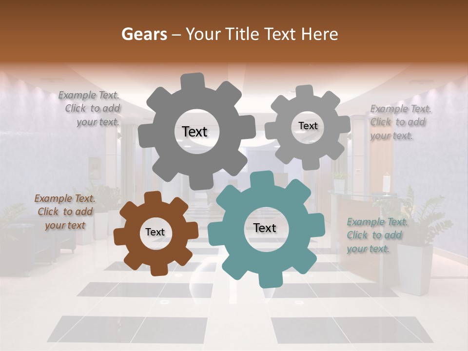 Hallway With A View To A Board Room PowerPoint Template