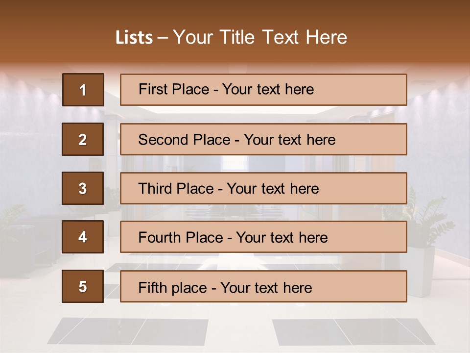 Hallway With A View To A Board Room PowerPoint Template