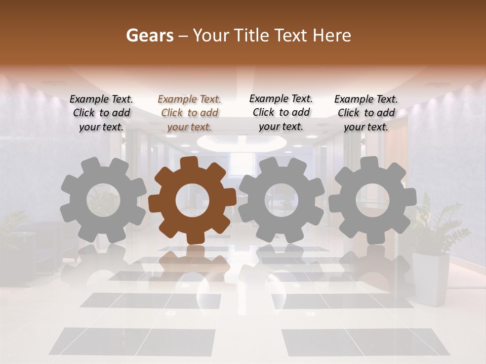 Hallway With A View To A Board Room PowerPoint Template