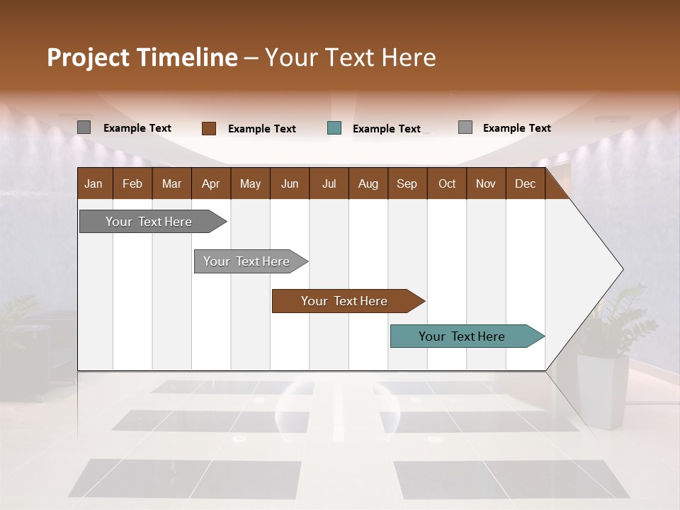 Hallway With A View To A Board Room PowerPoint Template