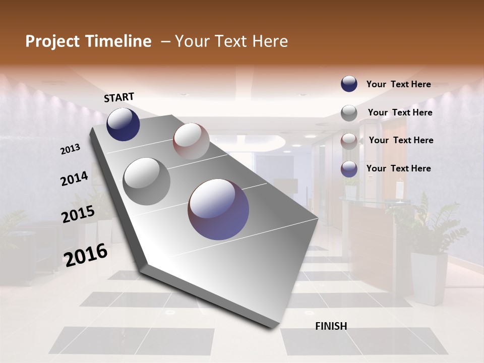 Hallway With A View To A Board Room PowerPoint Template
