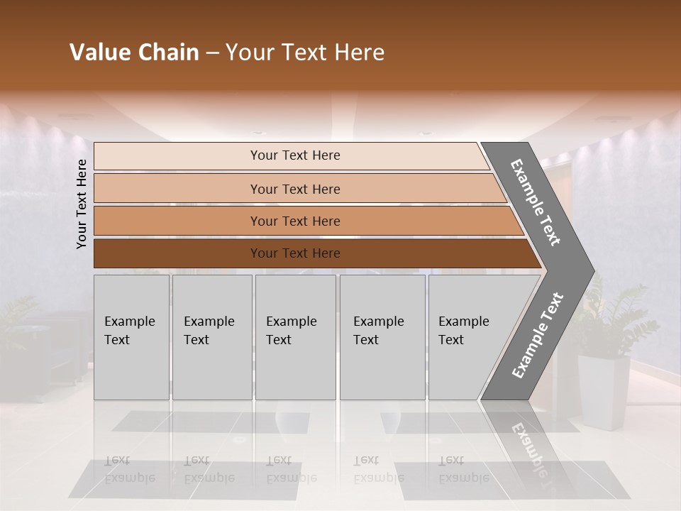 Hallway With A View To A Board Room PowerPoint Template