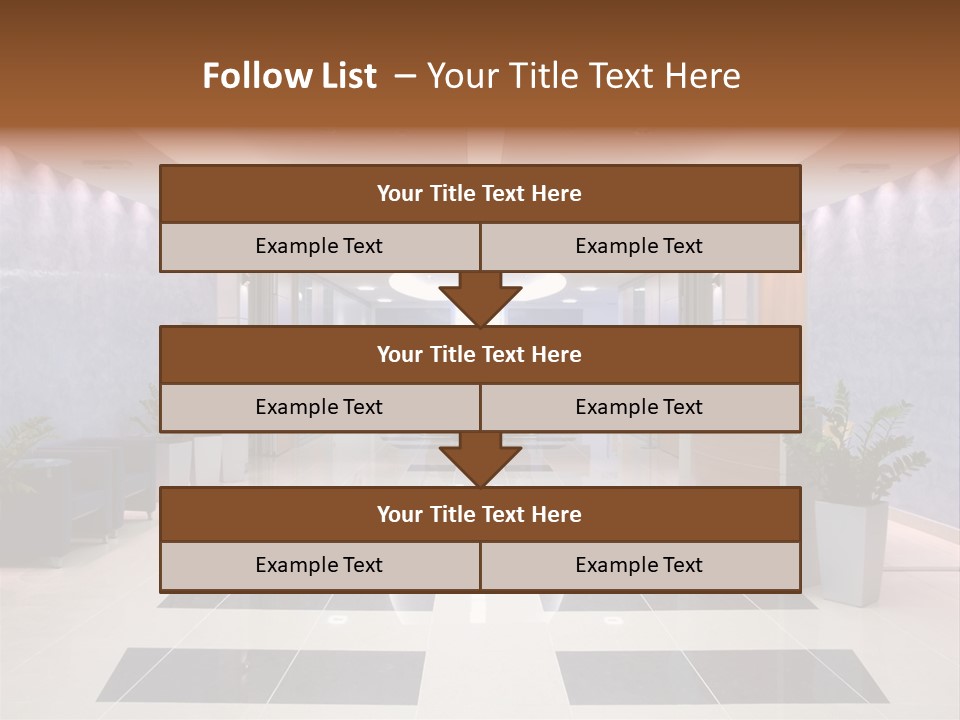 Hallway With A View To A Board Room PowerPoint Template