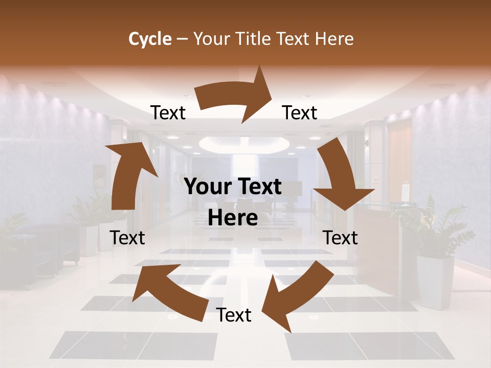 Hallway With A View To A Board Room PowerPoint Template