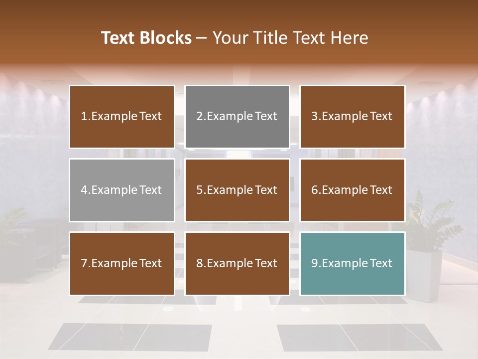 Hallway With A View To A Board Room PowerPoint Template