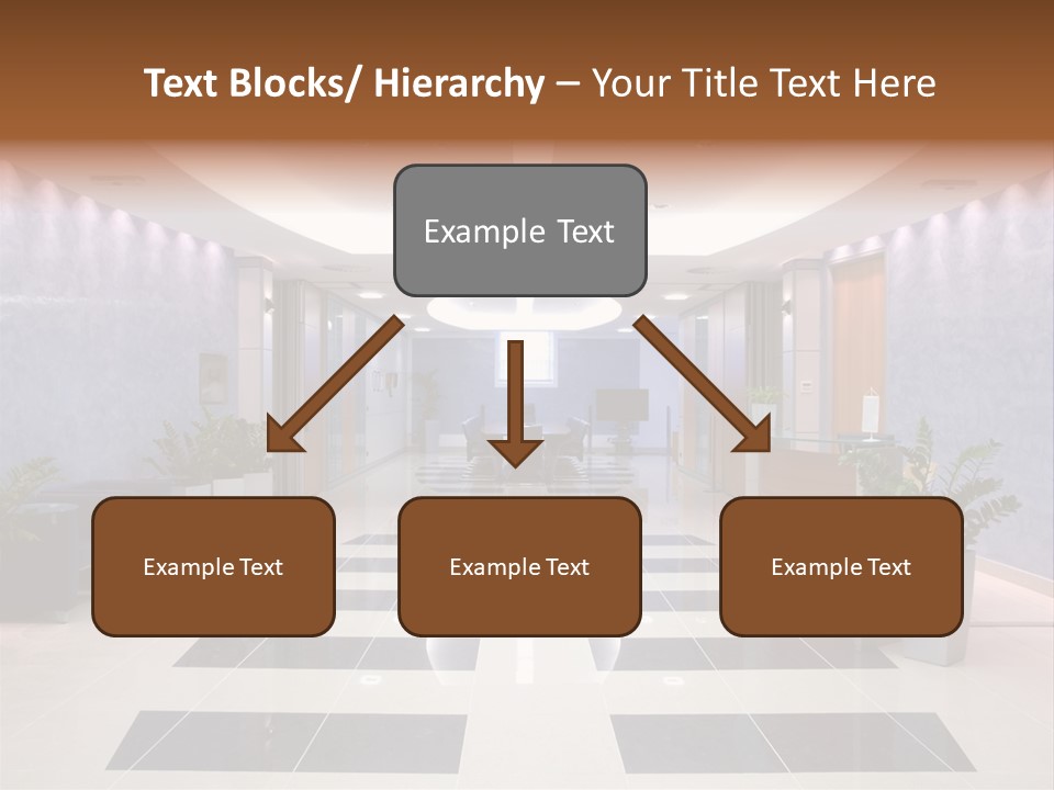 Hallway With A View To A Board Room PowerPoint Template