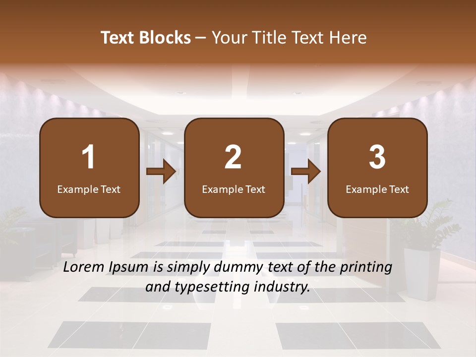 Hallway With A View To A Board Room PowerPoint Template