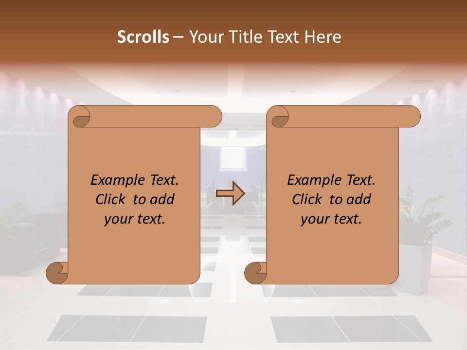 Hallway With A View To A Board Room PowerPoint Template