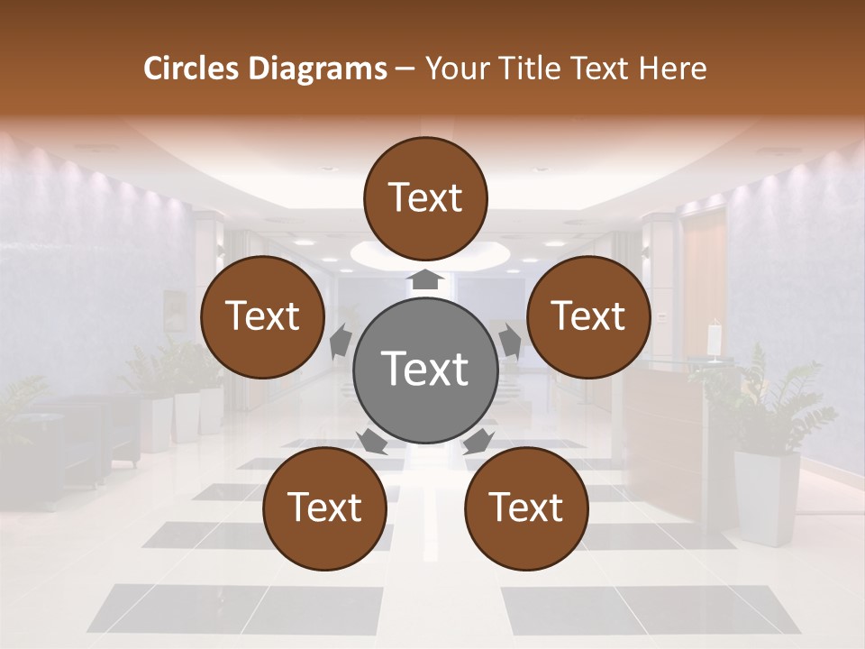 Hallway With A View To A Board Room PowerPoint Template