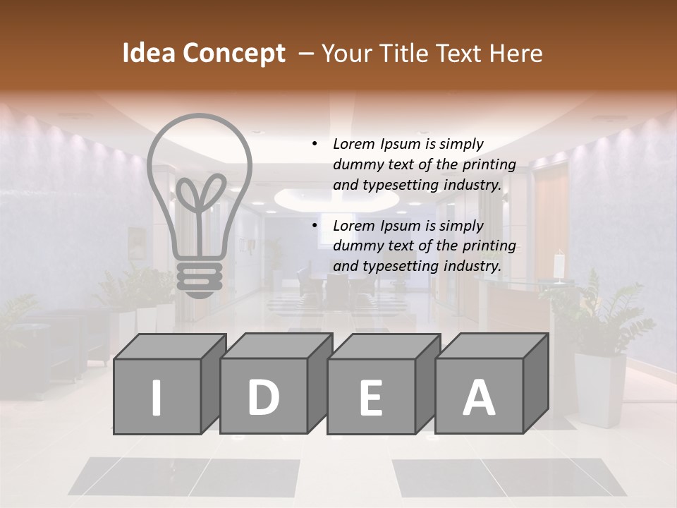 Hallway With A View To A Board Room PowerPoint Template