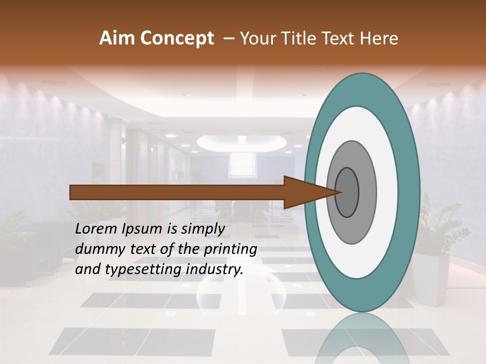 Hallway With A View To A Board Room PowerPoint Template