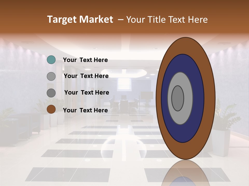 Hallway With A View To A Board Room PowerPoint Template