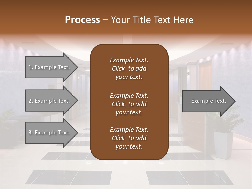 Hallway With A View To A Board Room PowerPoint Template