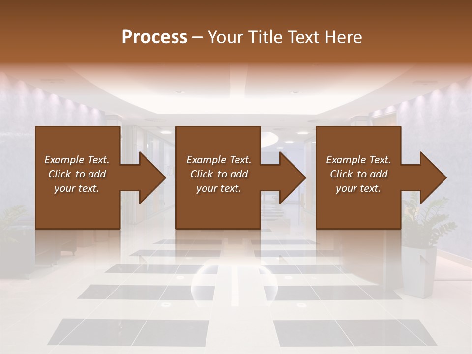 Hallway With A View To A Board Room PowerPoint Template