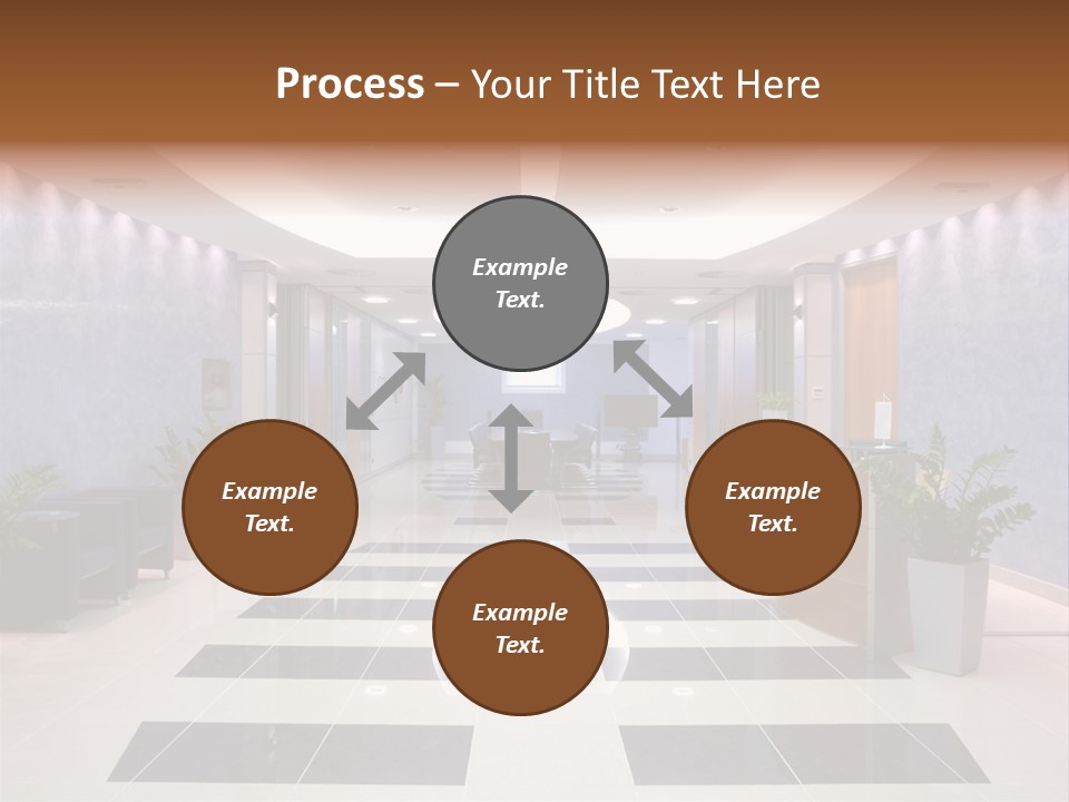 Hallway With A View To A Board Room PowerPoint Template
