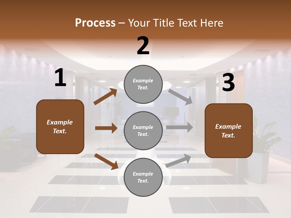 Hallway With A View To A Board Room PowerPoint Template