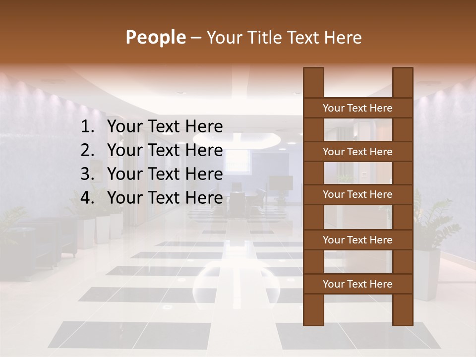 Hallway With A View To A Board Room PowerPoint Template