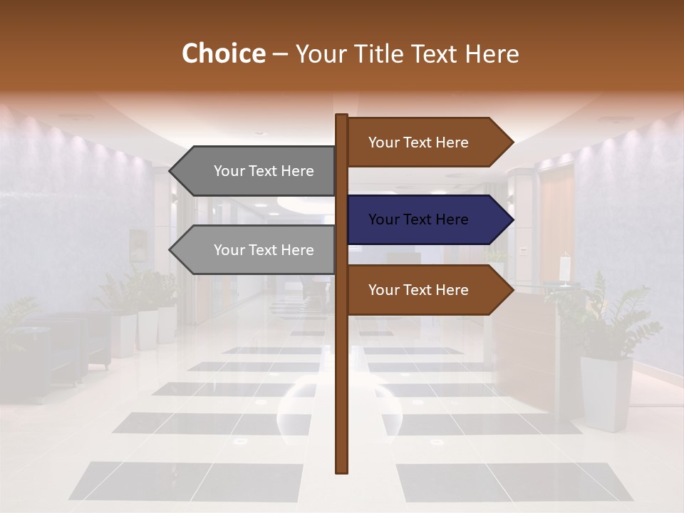 Hallway With A View To A Board Room PowerPoint Template