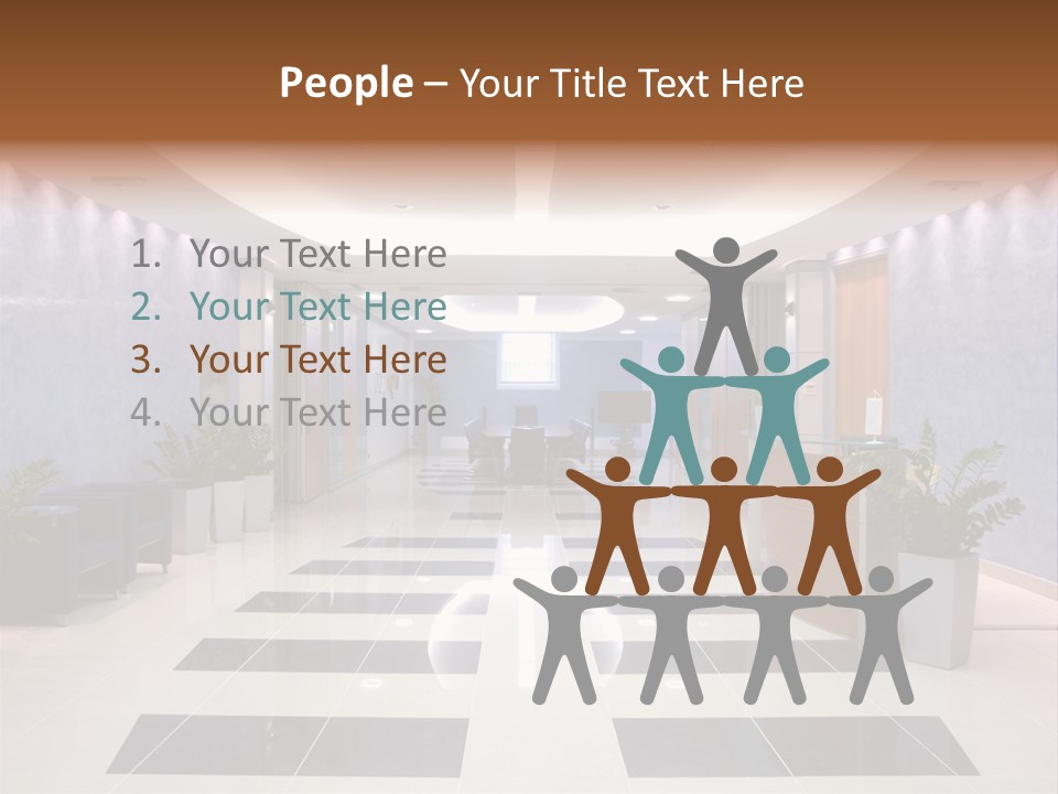 Hallway With A View To A Board Room PowerPoint Template