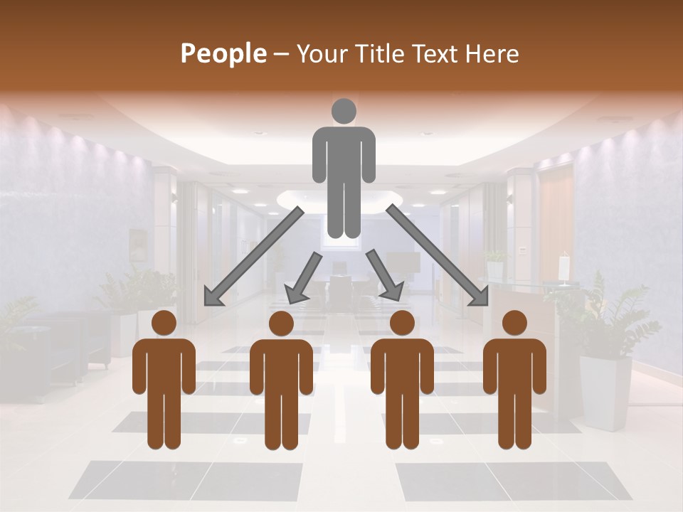 Hallway With A View To A Board Room PowerPoint Template