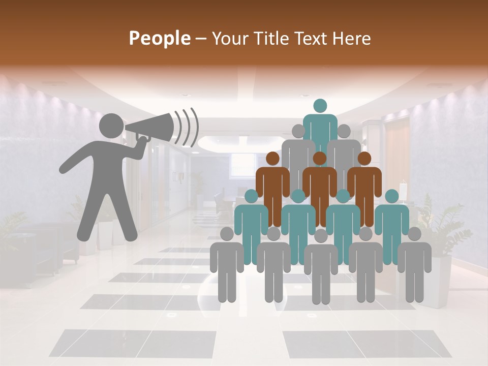 Hallway With A View To A Board Room PowerPoint Template