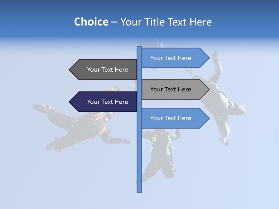Four Skydivers Building A Star Formation PowerPoint Template