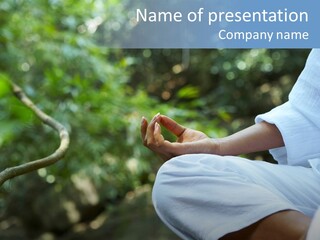 Fragment Like Image Of Young Woman Practicing Yoga In Tropic Environment PowerPoint Template