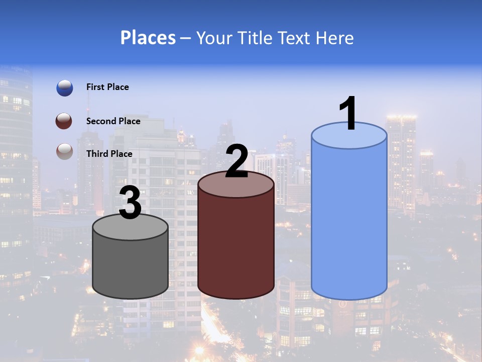 Skyline Of Business And Commercial District At Night PowerPoint Template