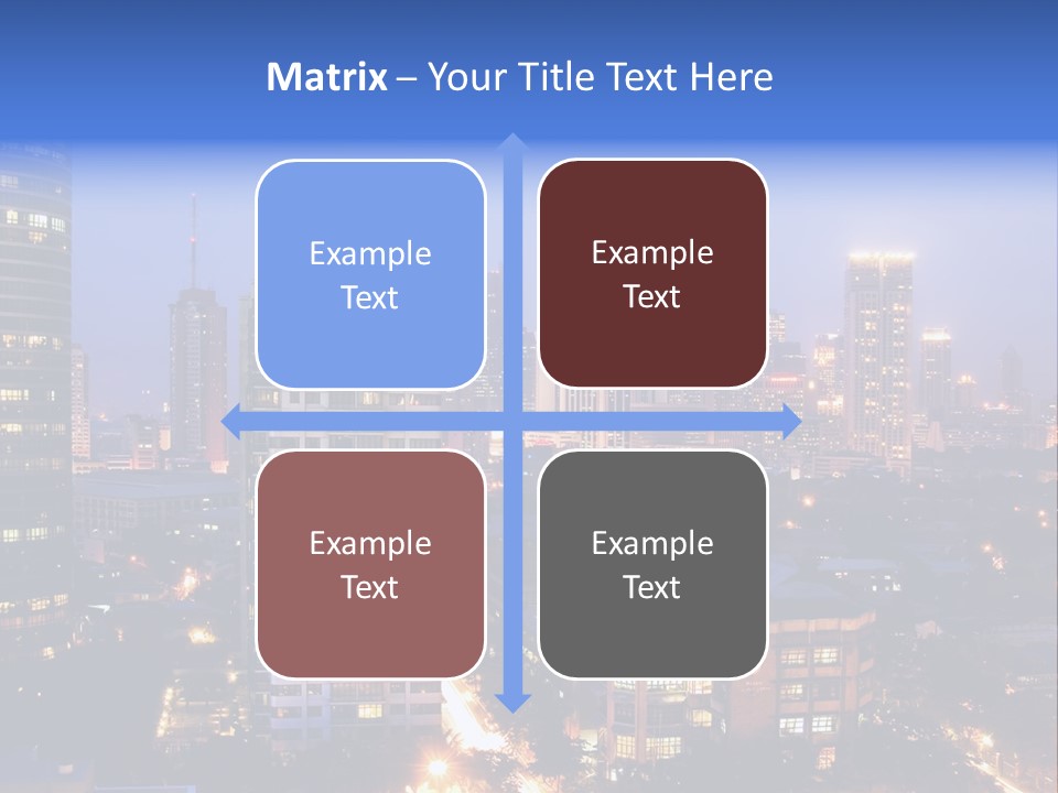 Skyline Of Business And Commercial District At Night PowerPoint Template