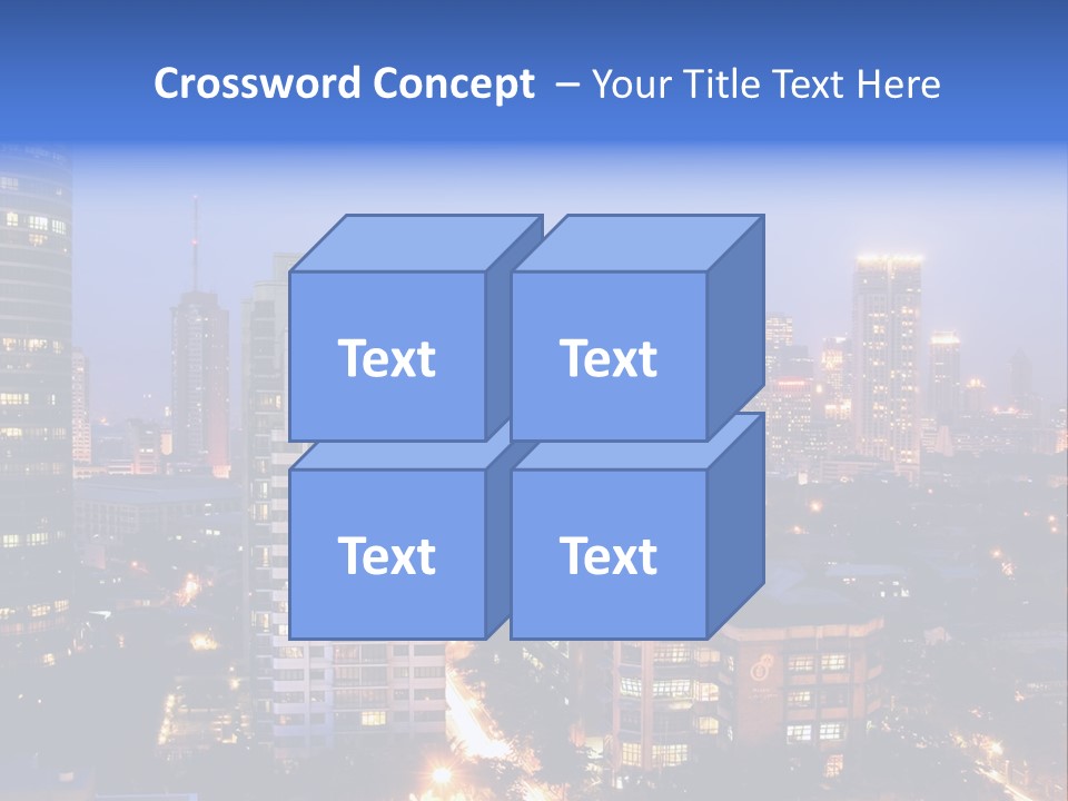 Skyline Of Business And Commercial District At Night PowerPoint Template