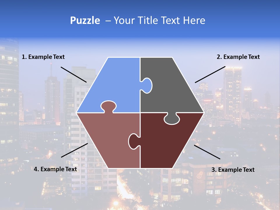 Skyline Of Business And Commercial District At Night PowerPoint Template