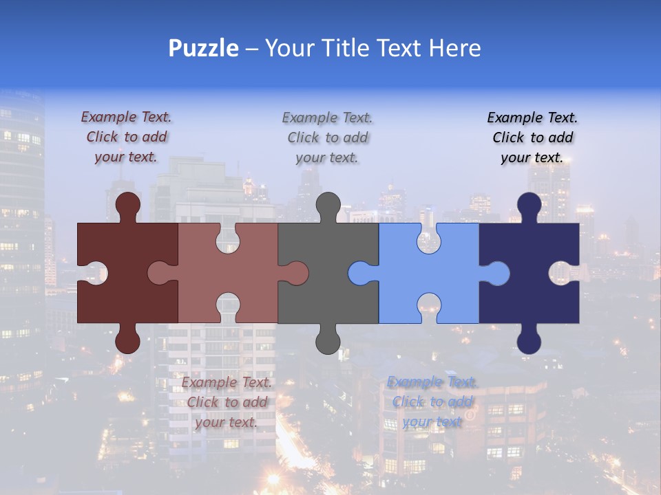 Skyline Of Business And Commercial District At Night PowerPoint Template