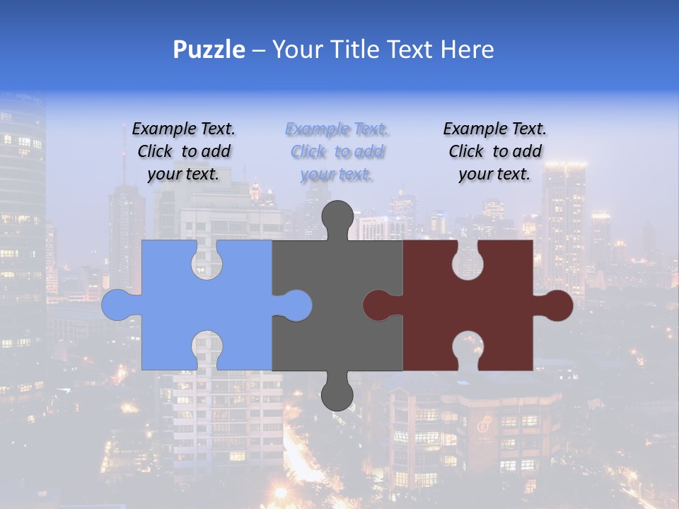 Skyline Of Business And Commercial District At Night PowerPoint Template