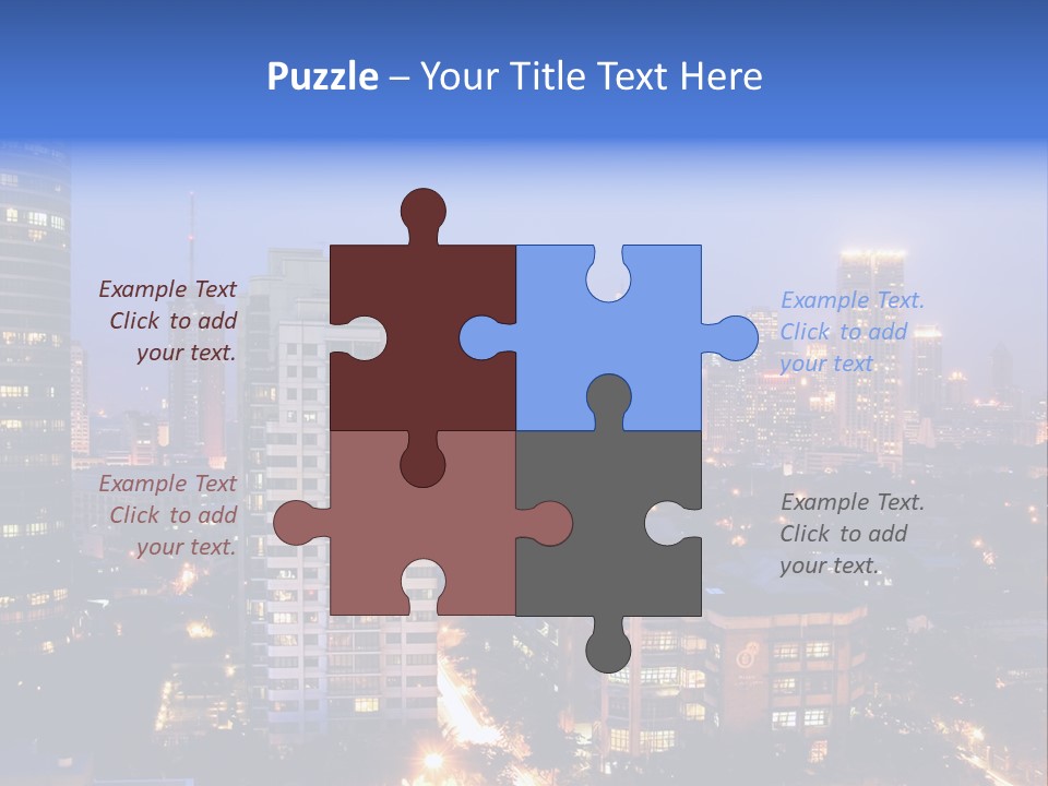 Skyline Of Business And Commercial District At Night PowerPoint Template