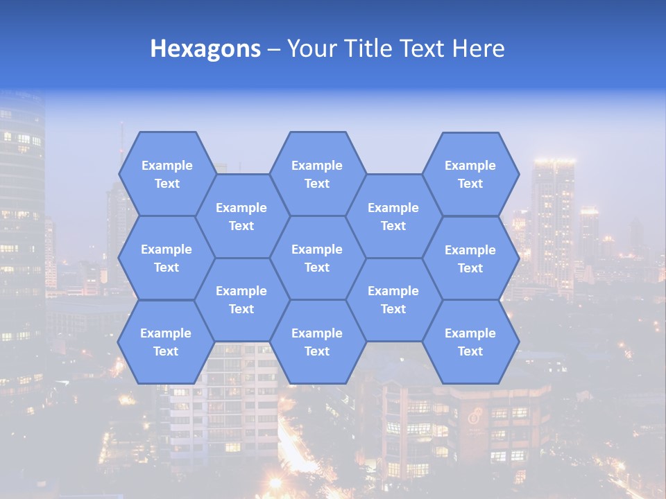 Skyline Of Business And Commercial District At Night PowerPoint Template