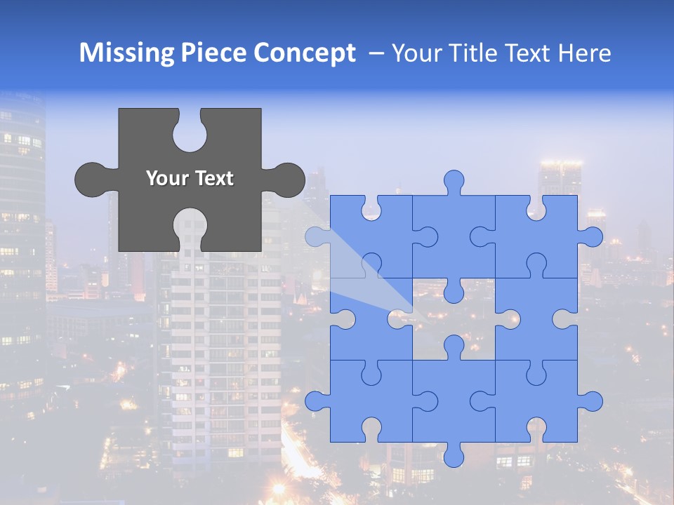 Skyline Of Business And Commercial District At Night PowerPoint Template