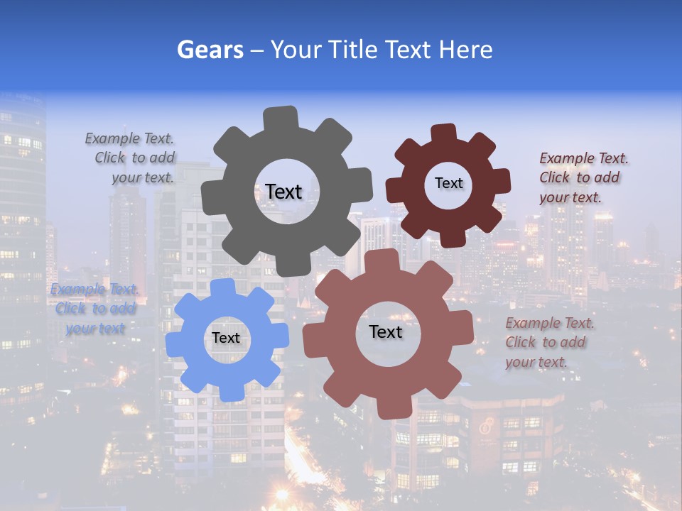 Skyline Of Business And Commercial District At Night PowerPoint Template