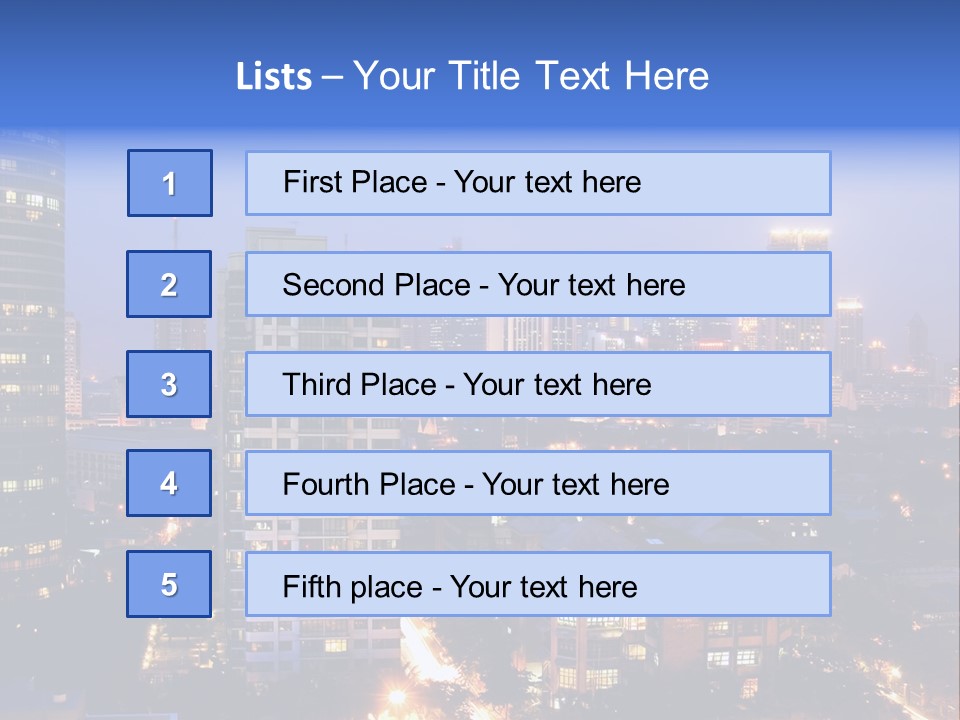Skyline Of Business And Commercial District At Night PowerPoint Template