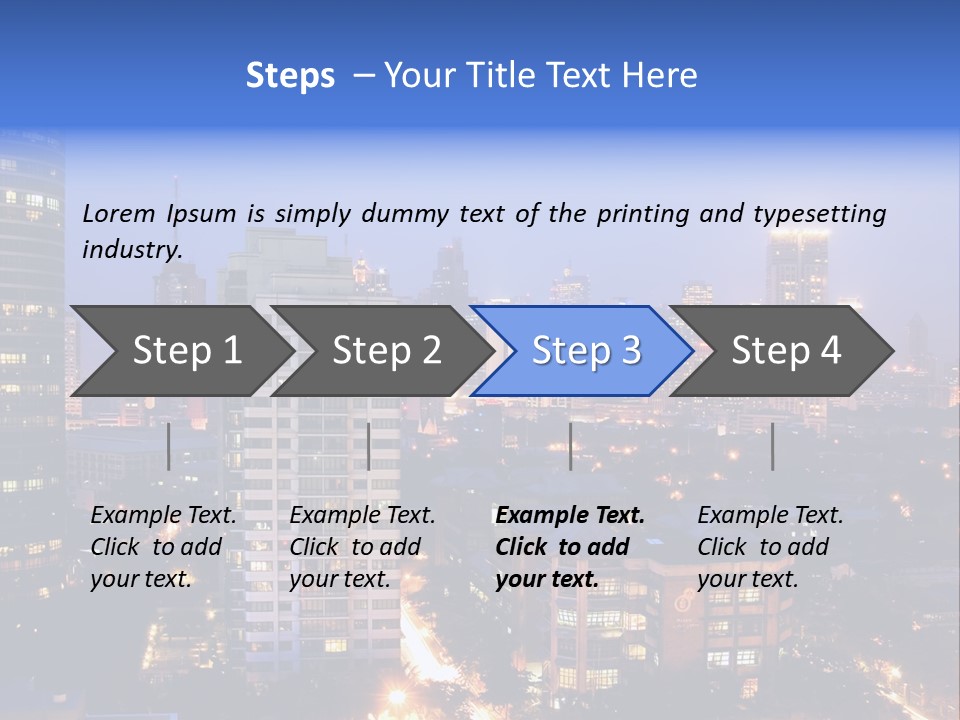 Skyline Of Business And Commercial District At Night PowerPoint Template