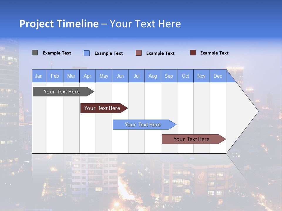 Skyline Of Business And Commercial District At Night PowerPoint Template