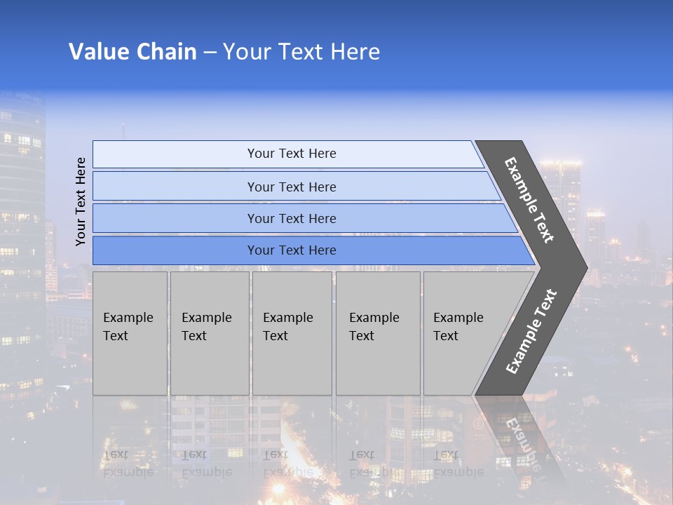 Skyline Of Business And Commercial District At Night PowerPoint Template
