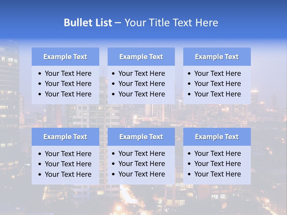 Skyline Of Business And Commercial District At Night PowerPoint Template